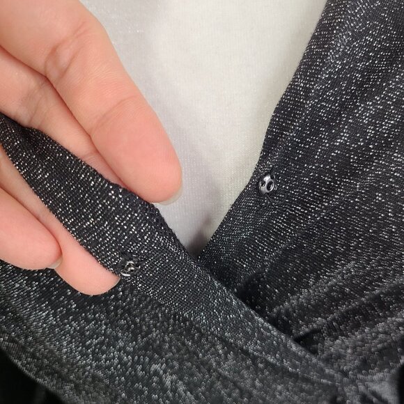 BCBGeneration Faux Wrap Black Metallic Cocktail Party Dress - Picture 5 of 9